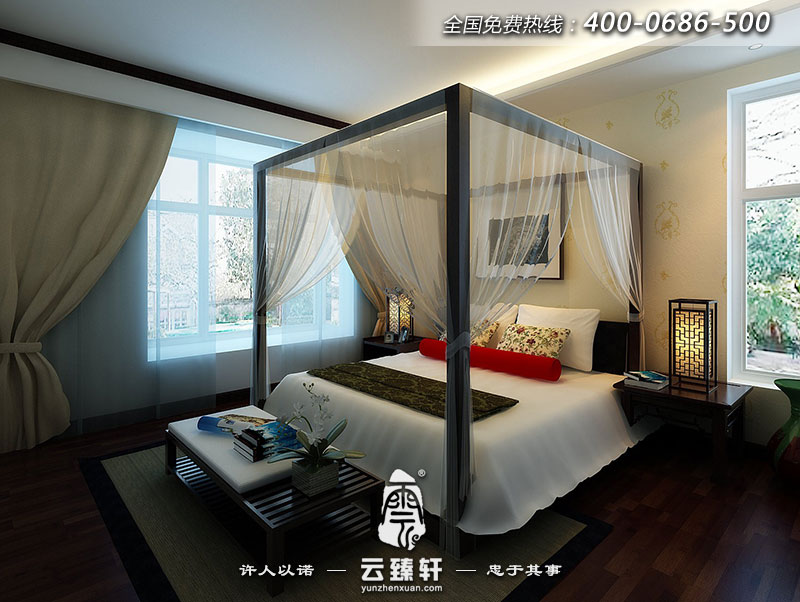 中式臥室風(fēng)水學(xué)床頭朝向效果圖