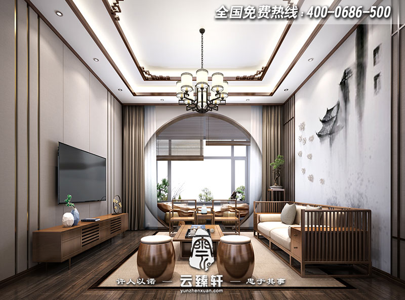 極簡(jiǎn)中式風(fēng)格客廳設(shè)計(jì)效果圖