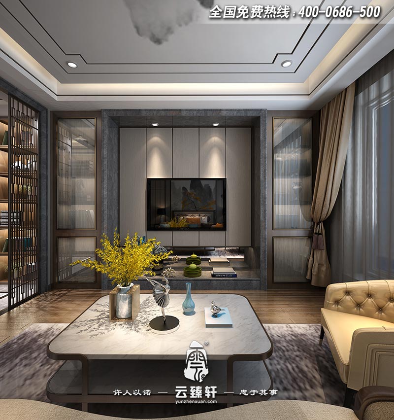 極簡(jiǎn)中式主臥室電視背景墻設(shè)計(jì)效果圖