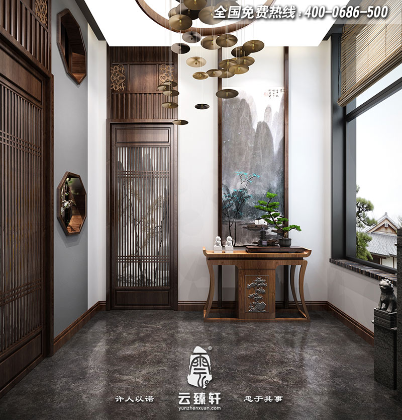 新中式進(jìn)門(mén)玄關(guān)裝修效果圖