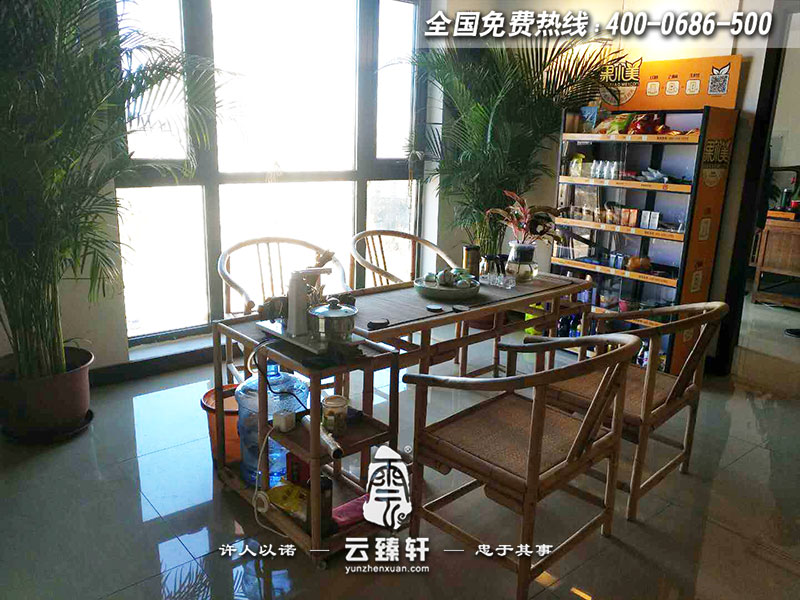 空調(diào)風口中式展廳大堂接待茶桌椅展示區(qū)
