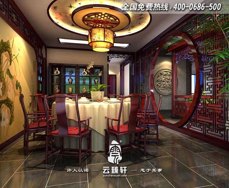 中式會所餐廳設(shè)計效果圖