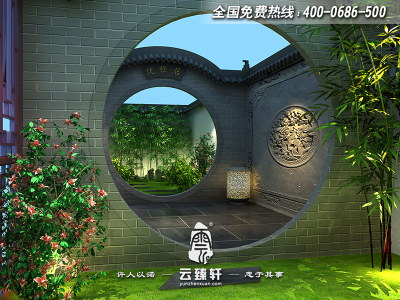 北京商務(wù)會所中式庭院景觀設(shè)計效果圖